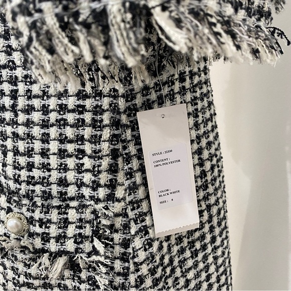 Rickie Freeman Teri Jon BEAUTIFUL TWEED dress with pearl button details - Picture 11 of 16